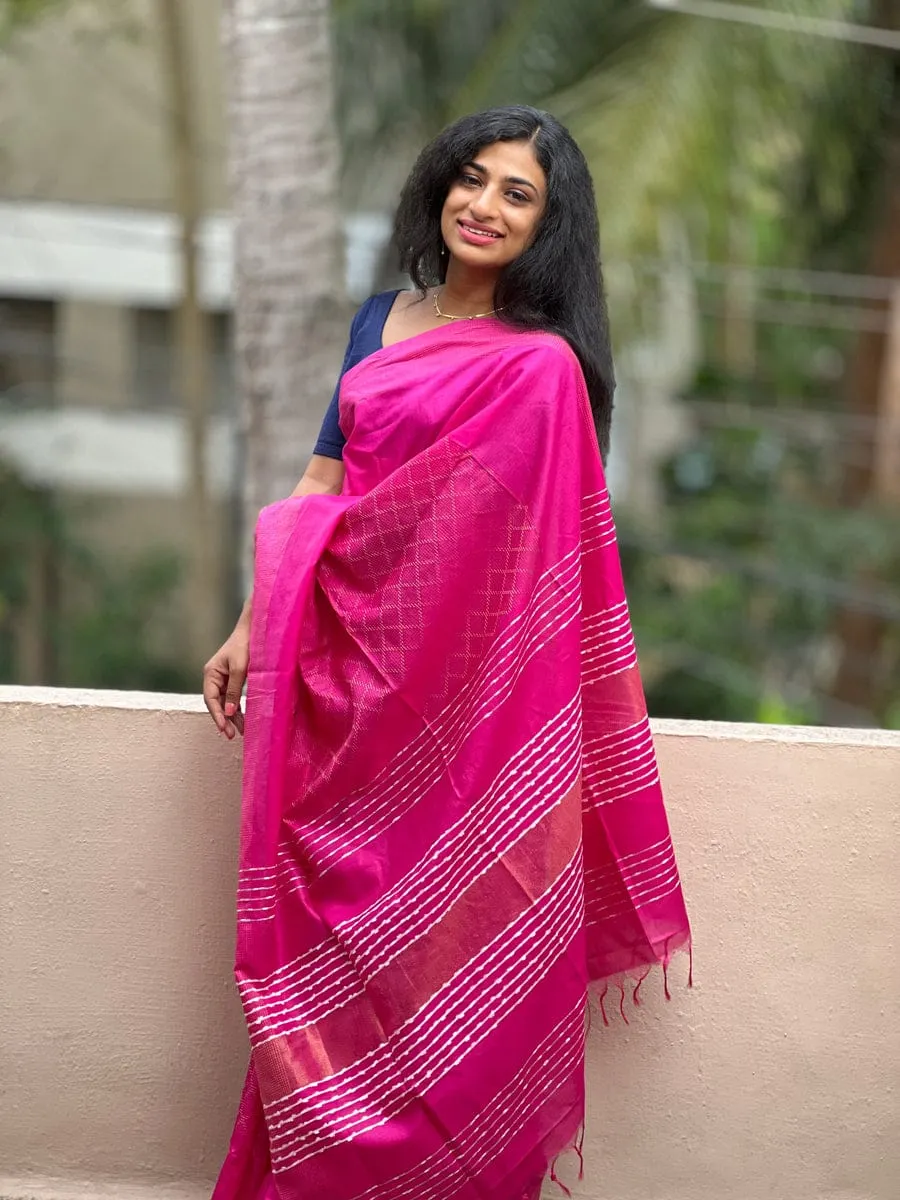 Pure Katan Silk Handloom Saree with Zari Border